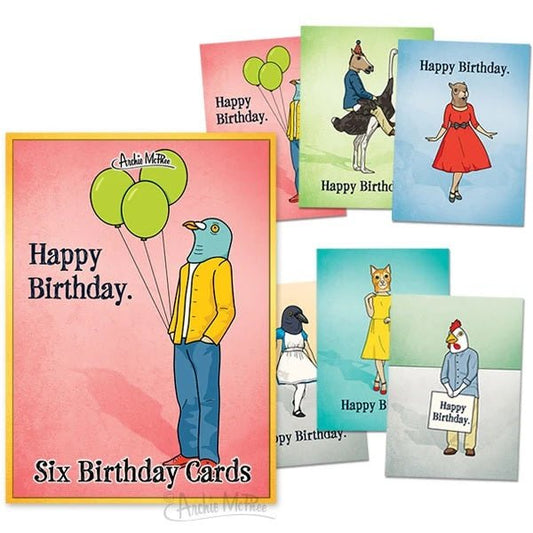 Set of 6 Strange Friends Birthday Greeting Card Box