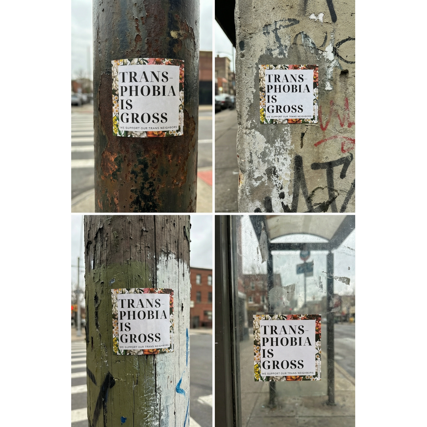 Virtuous Vandalism “Transphobia is Gross” Sticky Notes 3" x 3" Pack of 50 | Combat and Cover Offensive Public Messages with Adhesive Protest Notes