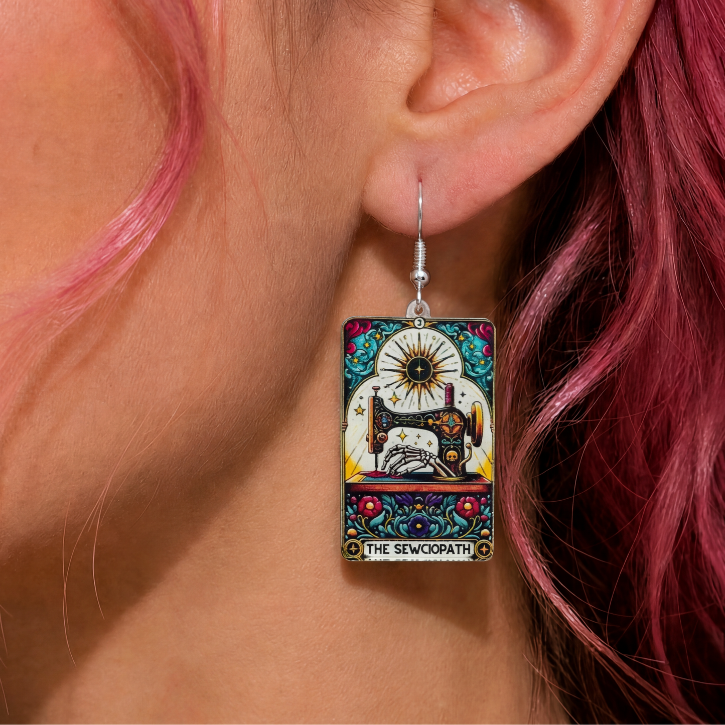 Sewciopath Sewing Machine Acrylic Earrings