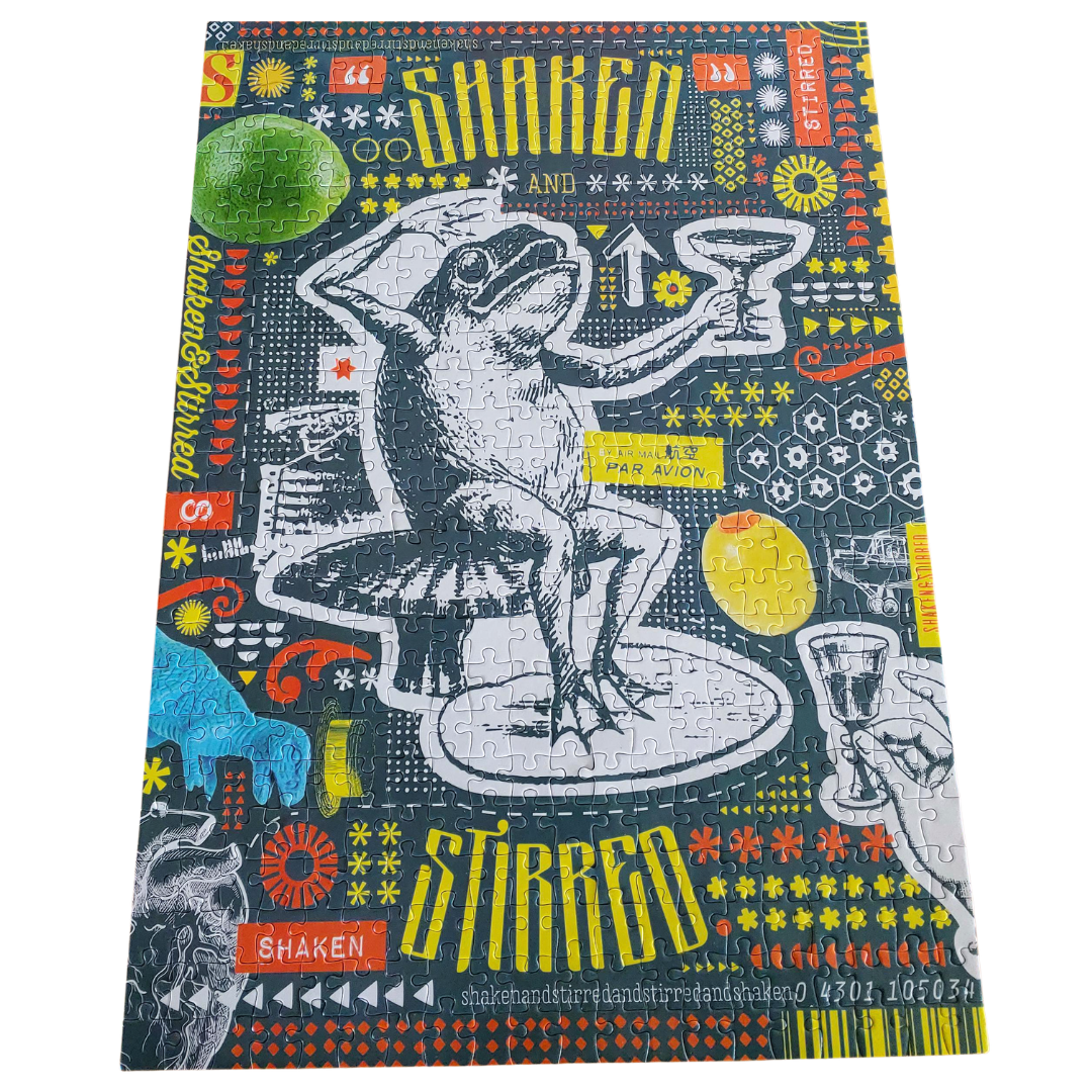 Shaken & Stirred Puzzle | Frog with Cocktail Vertical Jigsaw Puzzle | 500 Pieces