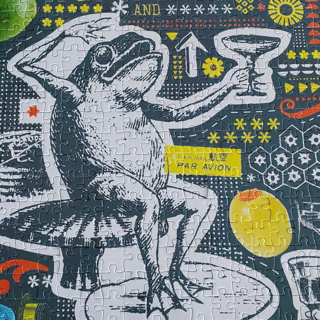 Shaken & Stirred Puzzle | Frog with Cocktail Vertical Jigsaw Puzzle | 500 Pieces