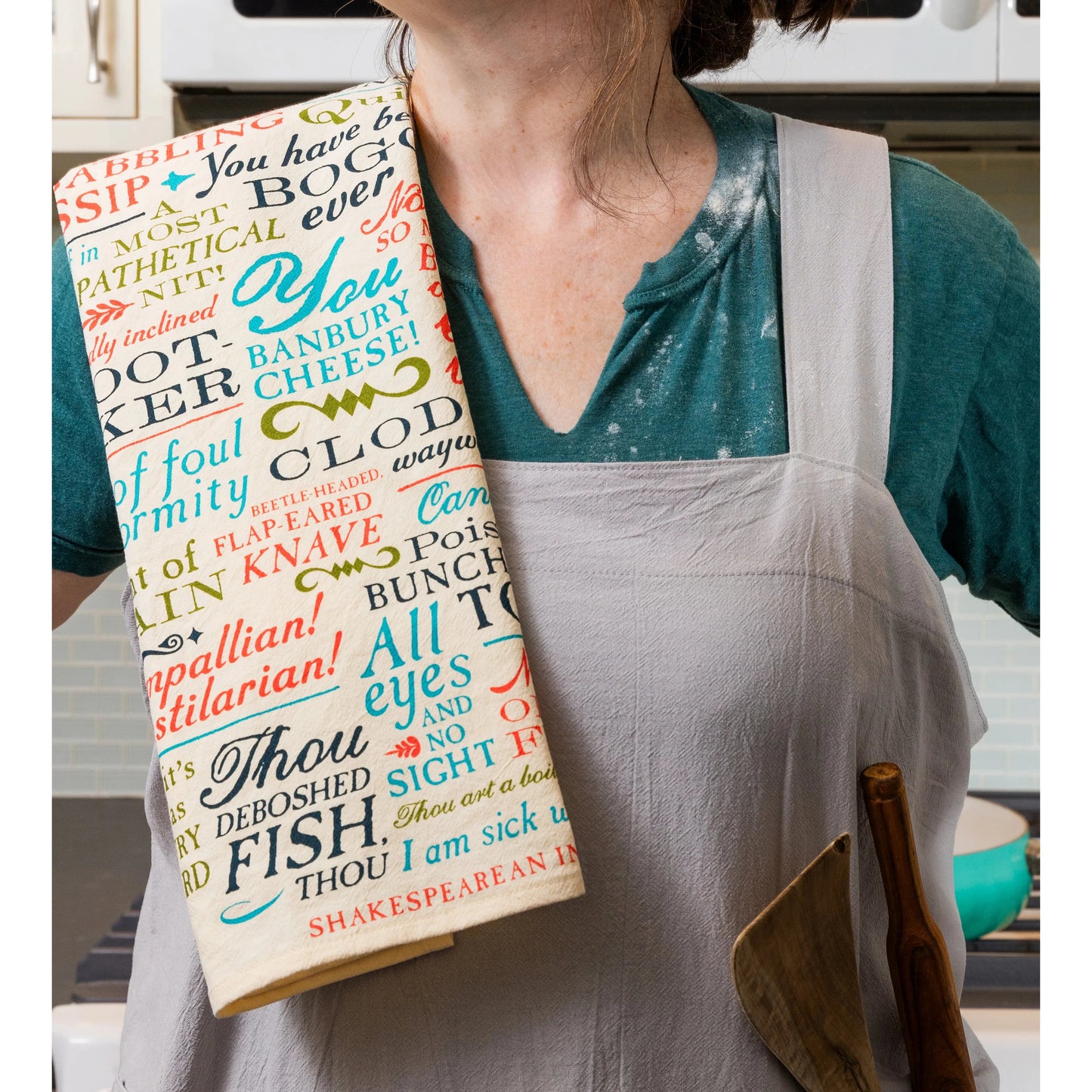 Shakespearean Insults Towel | Cotton Kitchen Hand Tea Dish Cloth | 17.25" x 25.5"