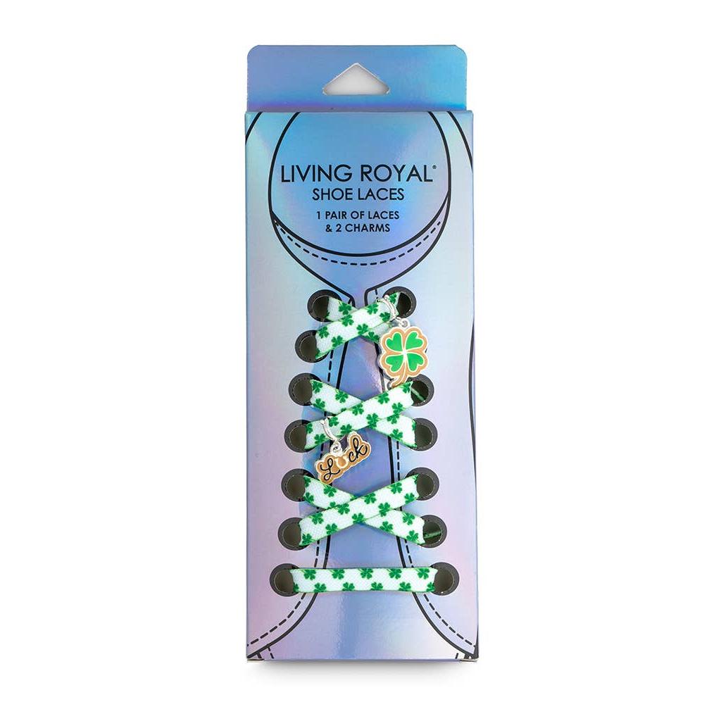 Shamrocks Shoelaces with Lucky Charms | Clover Leaf Shoestrings with Charms Set
