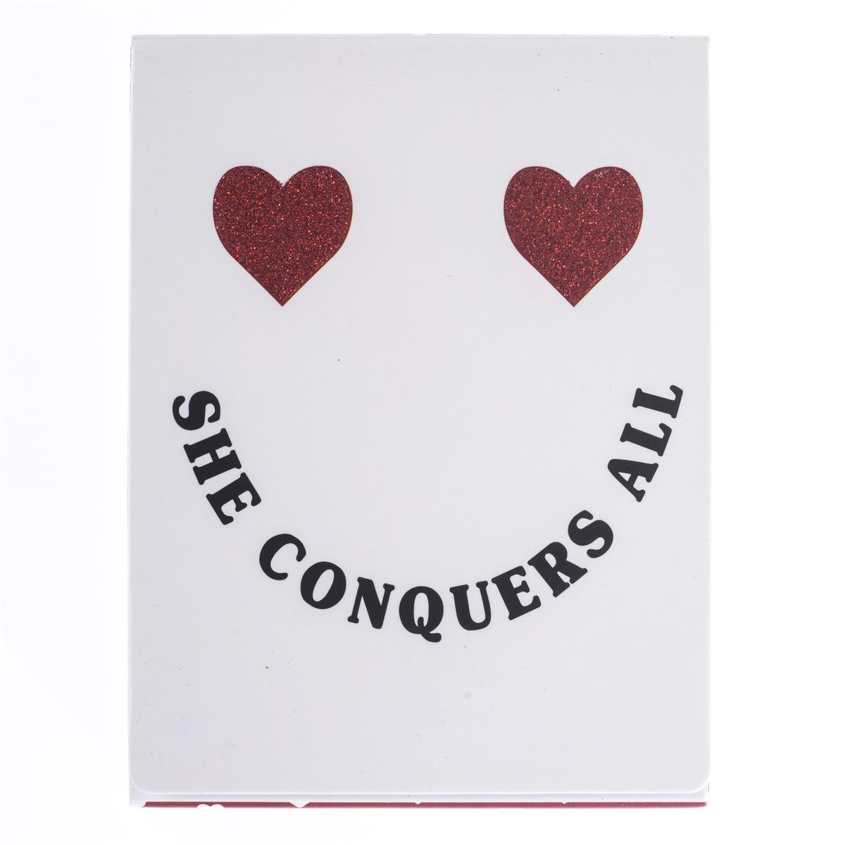 She Conquers All Pocket Note in Smile Heart Design