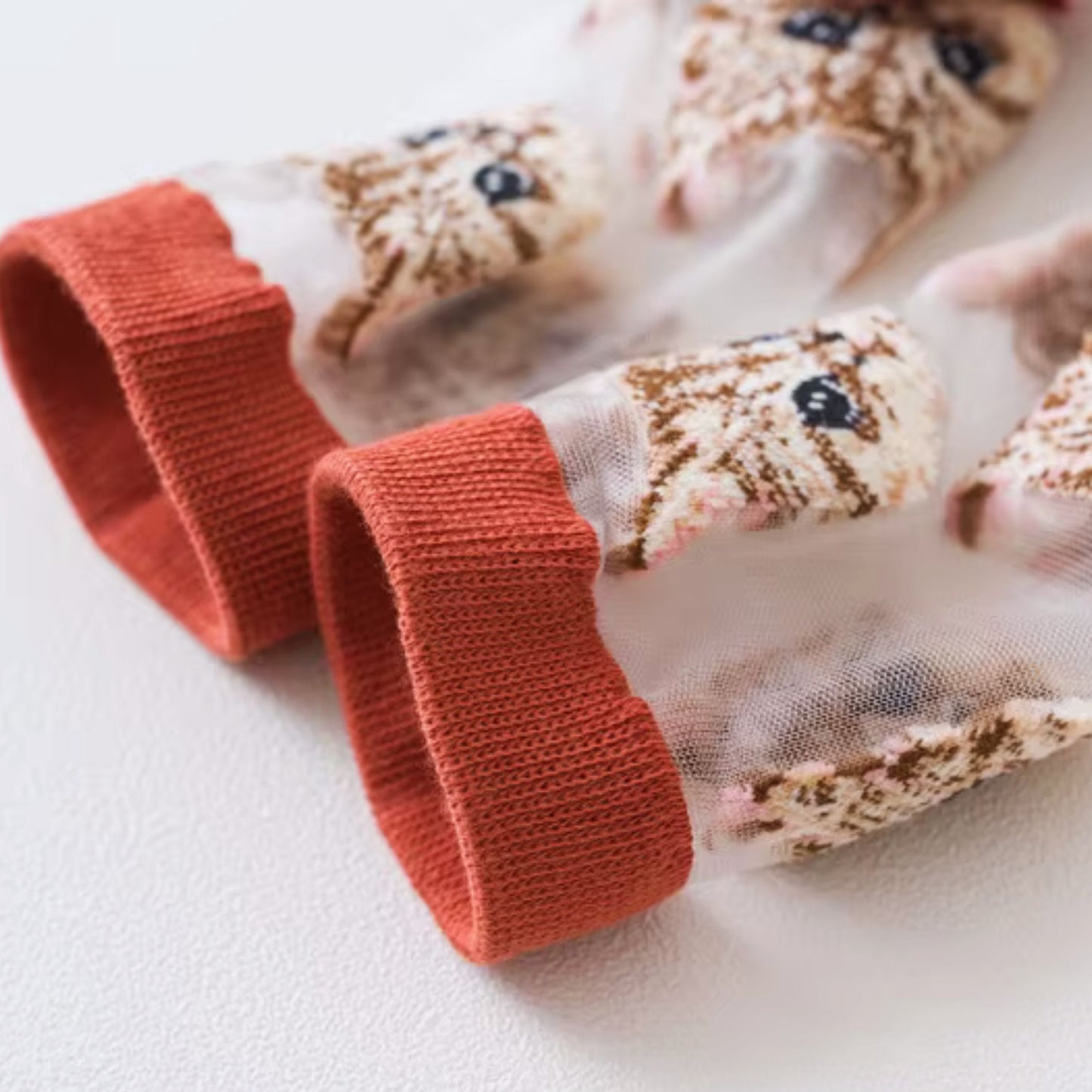 Sheer Cat Lover Socks Available in Yellow Green Red or Black [Fits Women's Size 5-9]