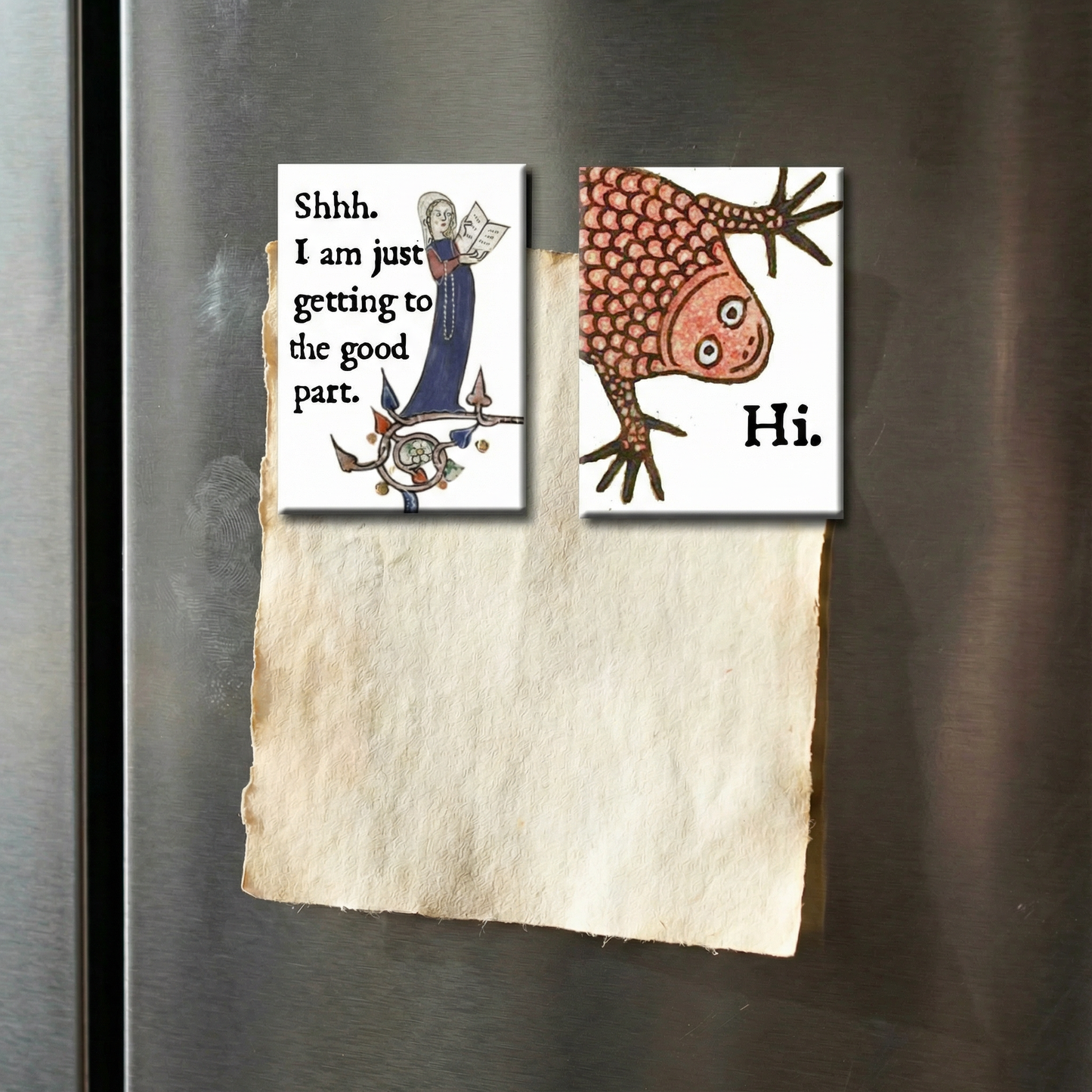 Shhh I am Just Getting To The Good Part Medieval Marginalia Refrigerator Magnet | Funny History Quote Magnet