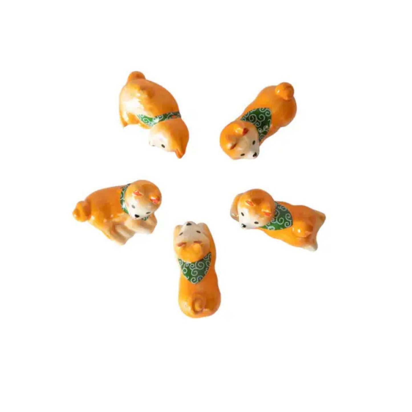 Shiba Inu Chopsticks Gift Set | 5 Pair Bamboo Chopsticks with Porcelain Rests | Gift Box Packaging