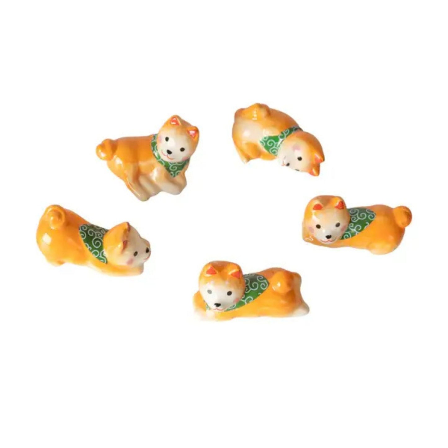 Shiba Inu Chopsticks Gift Set | 5 Pair Bamboo Chopsticks with Porcelain Rests | Gift Box Packaging