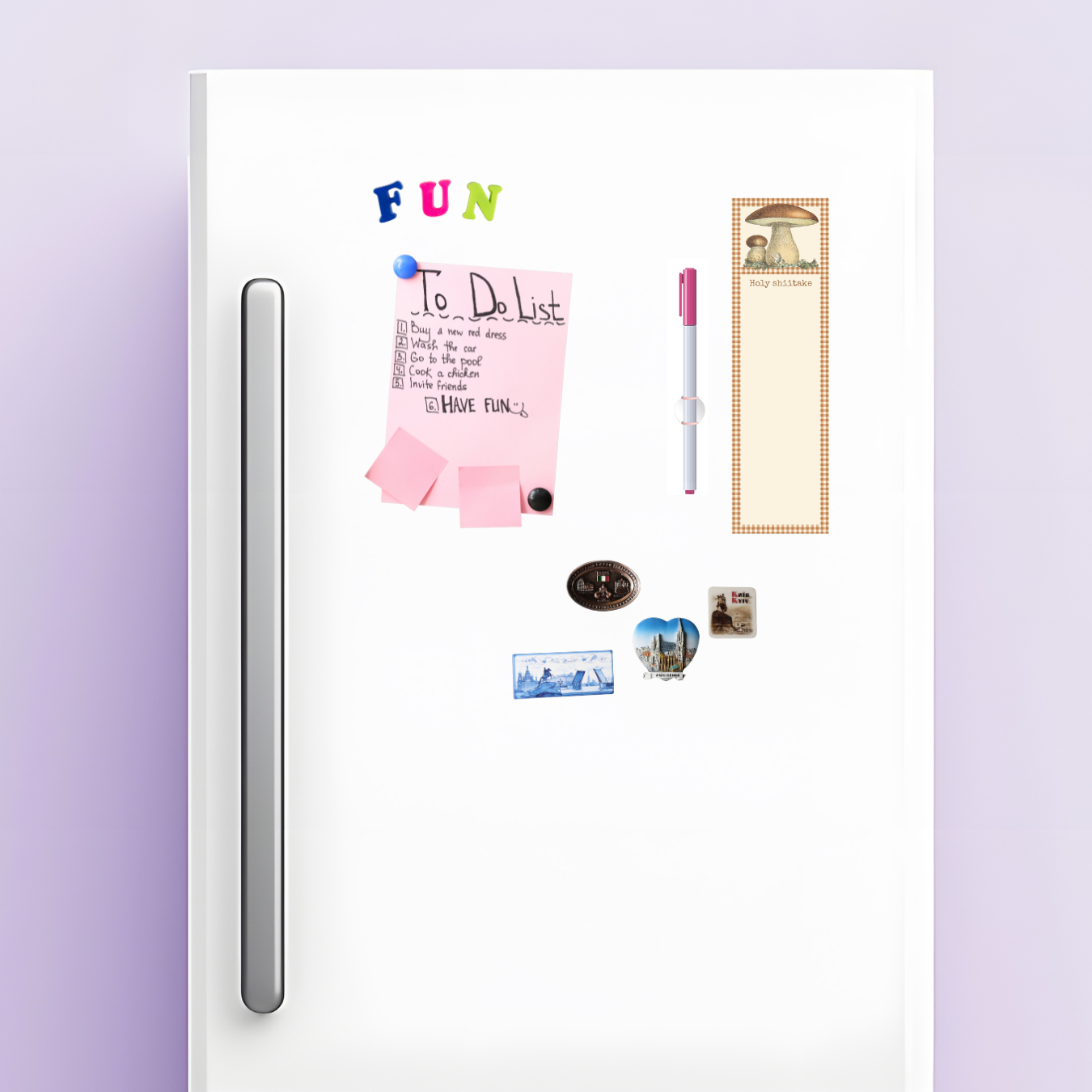 Shiitake List Note Pad | Holds to Fridge with Strong Magnet | 9.5" x 2.75"