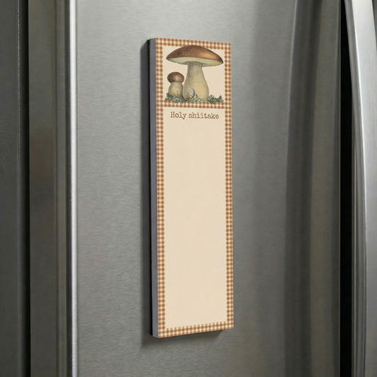 Shiitake List Note Pad | Holds to Fridge with Strong Magnet | 9.5" x 2.75"