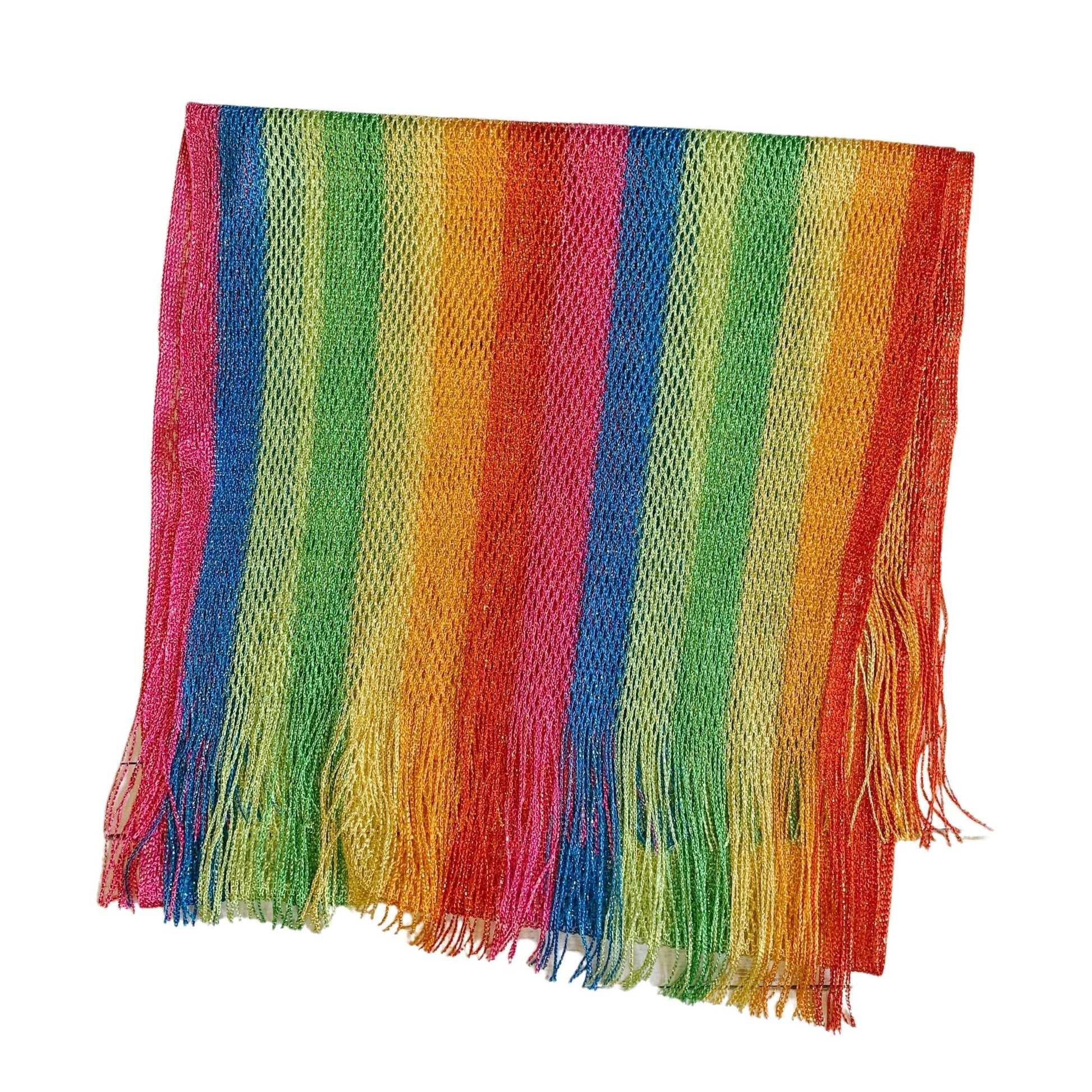 Shimmer Mesh Pride Scarf Wrap in Rainbow Stripe | Unisex Summer Shawl LGBTQ Pride