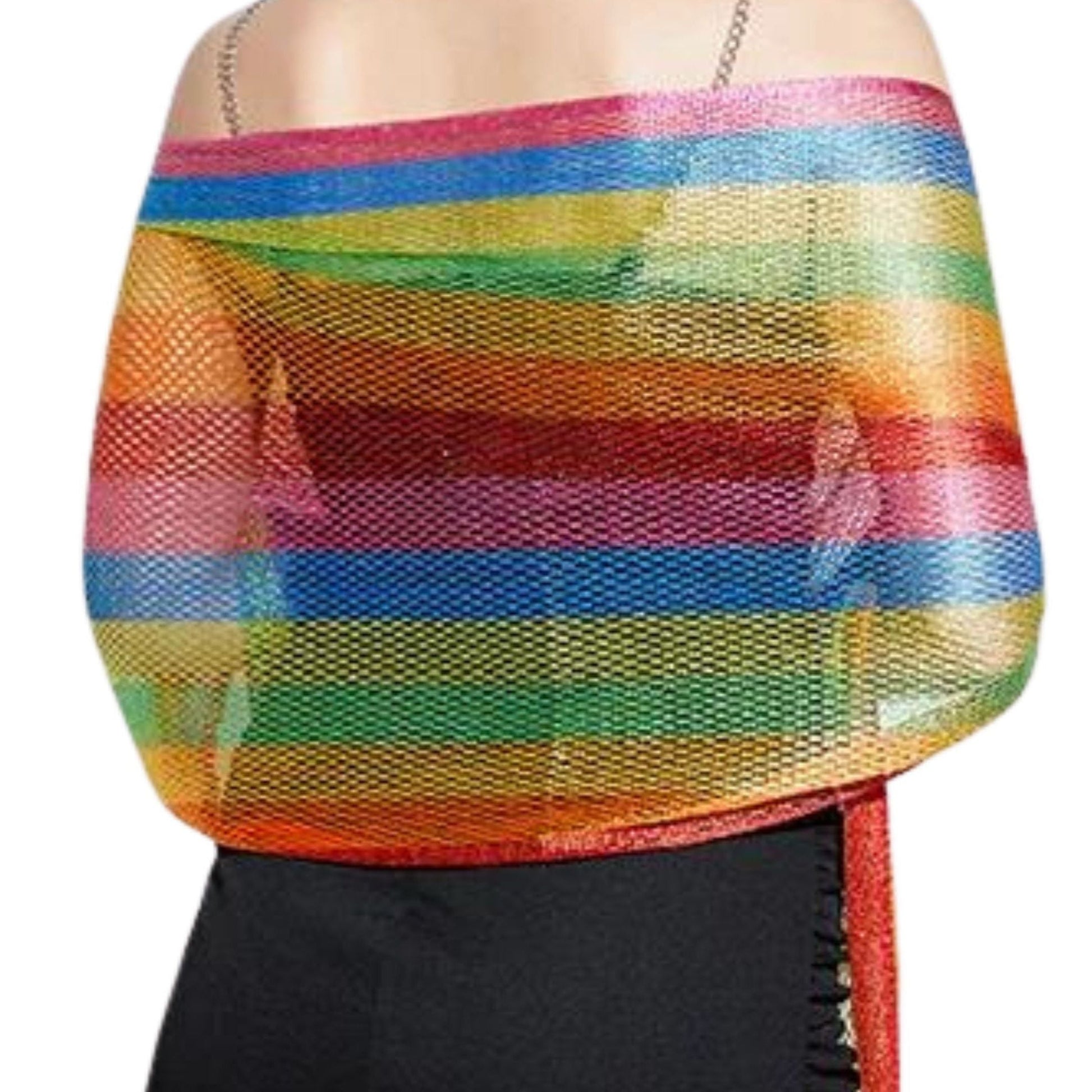 Shimmer Mesh Pride Scarf Wrap in Rainbow Stripe | Unisex Summer Shawl LGBTQ Pride