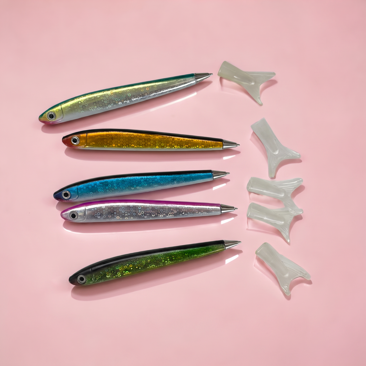 Shimmery Sardine Pens | Set of 5 | Blue Ink Ballpoint | 5"-Paper & Quartz-The Bullish Store