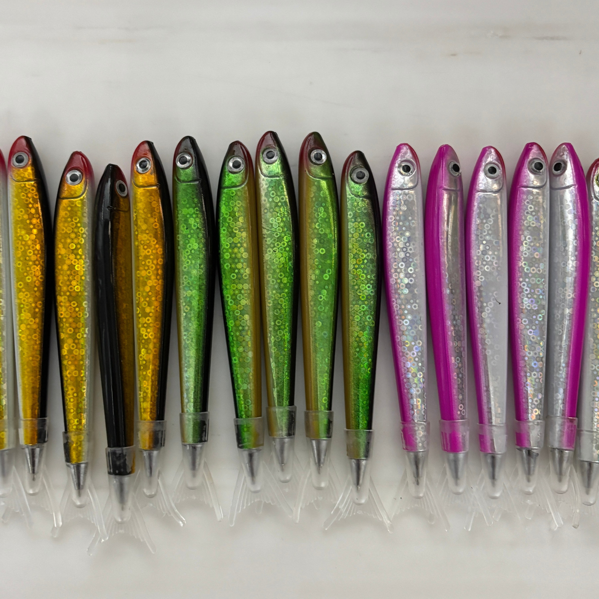 Shimmery Sardine Pens | Set of 5 | Blue Ink Ballpoint | 5"-Paper & Quartz-The Bullish Store