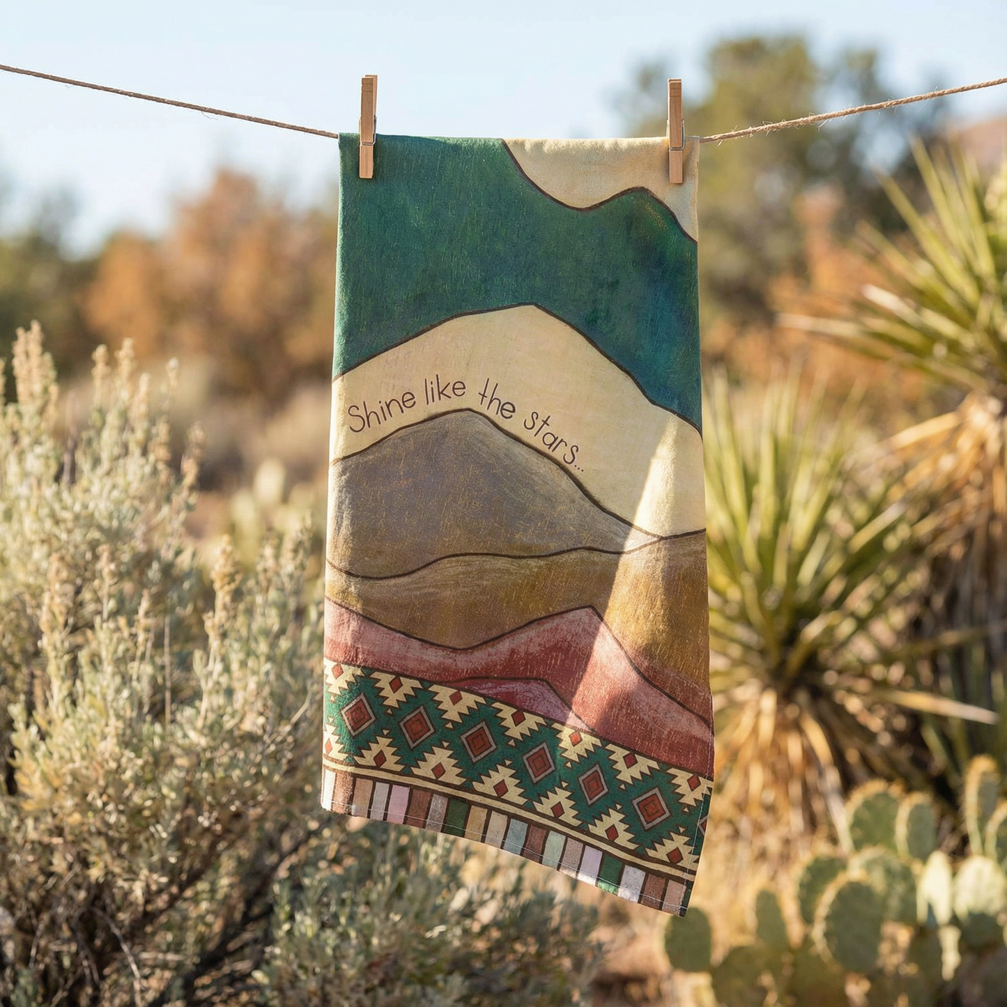 Shine Like The Stars Rolled Kitchen Towel | Cotton Hand Tea Dish Cloth | 18" x 28"