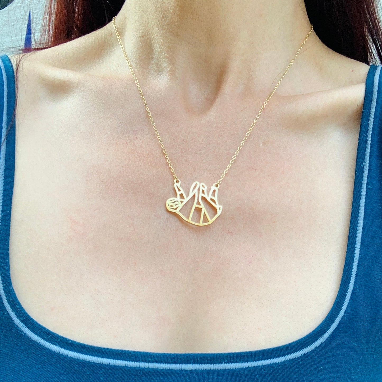 Shiny Lazy Sloth Necklace in a Gift Box