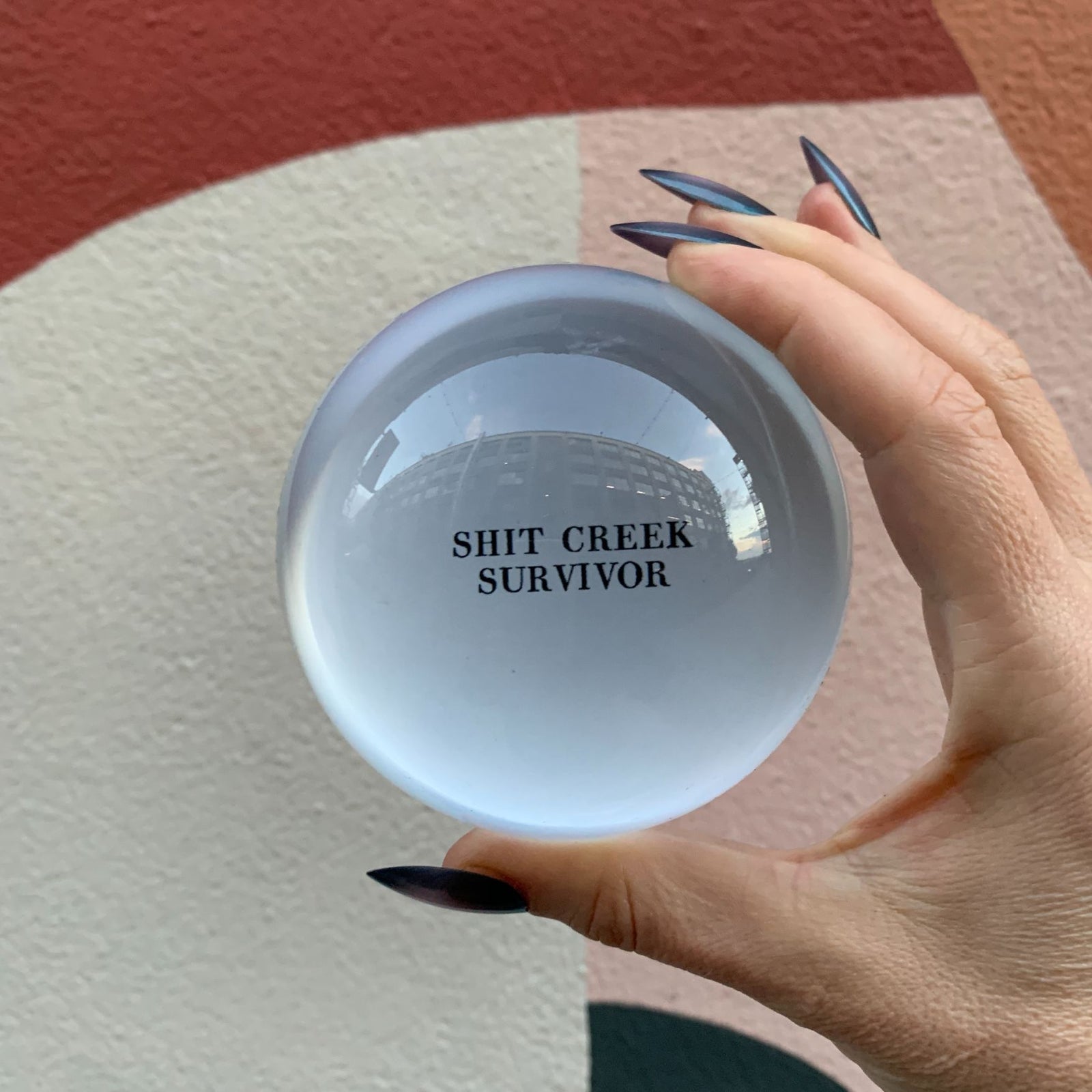 Shit Creek Survivor Glass Dome Paperweight | Paper Document Holder | Desk Organizer Ornament