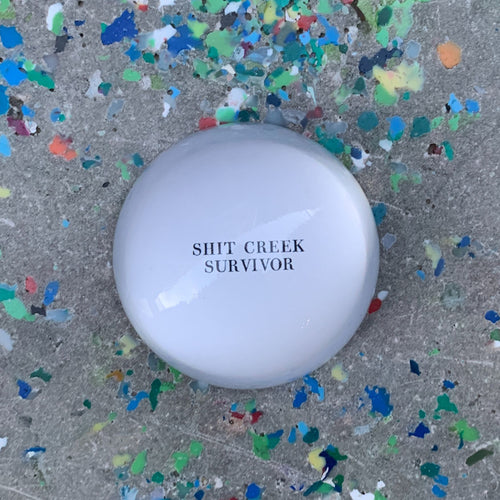 Shit Creek Survivor Glass Dome Paperweight | Paper Document Holder | Desk Organizer Ornament