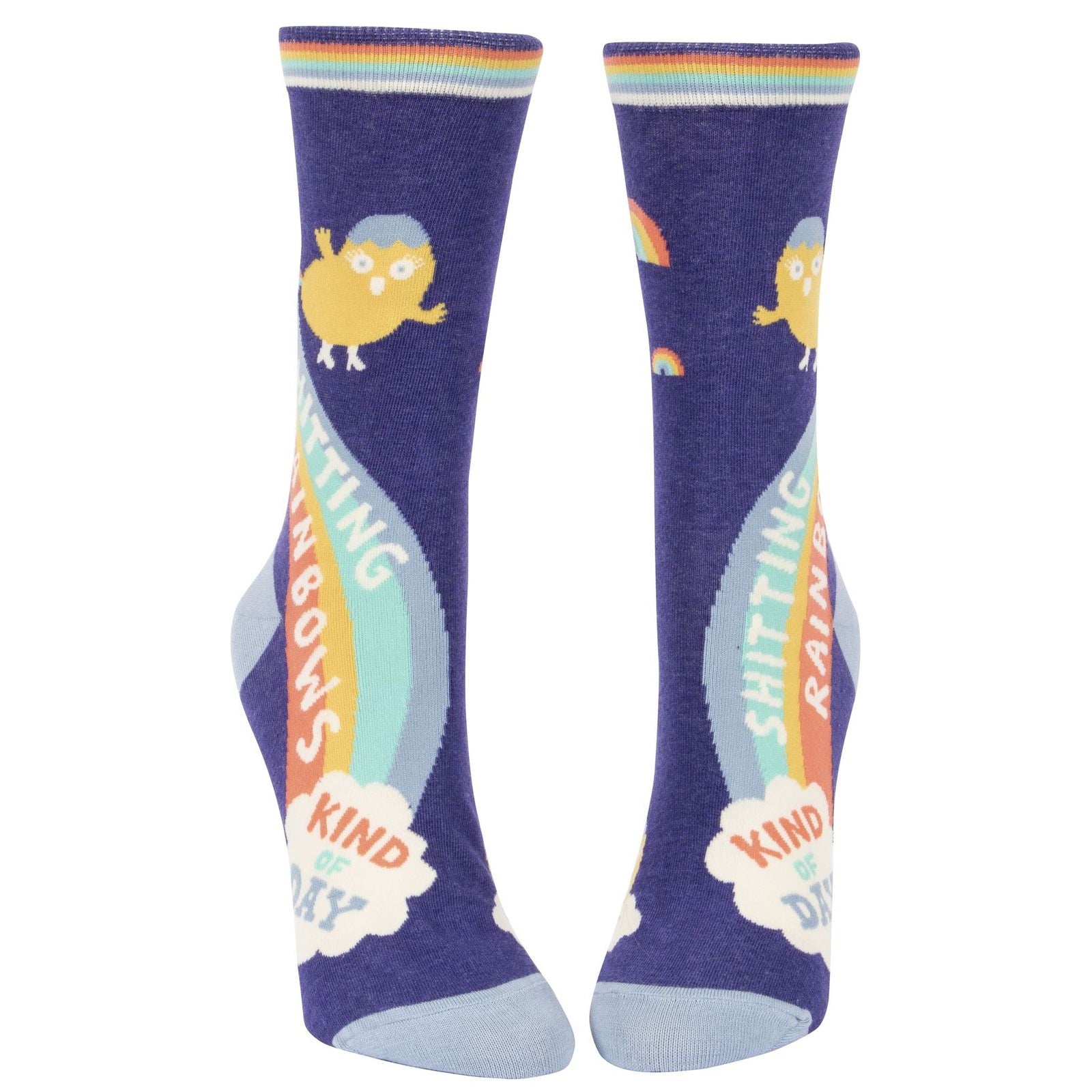 Shitting Rainbows Kind of Day Women's Crew Socks | BlueQ at GetBullish