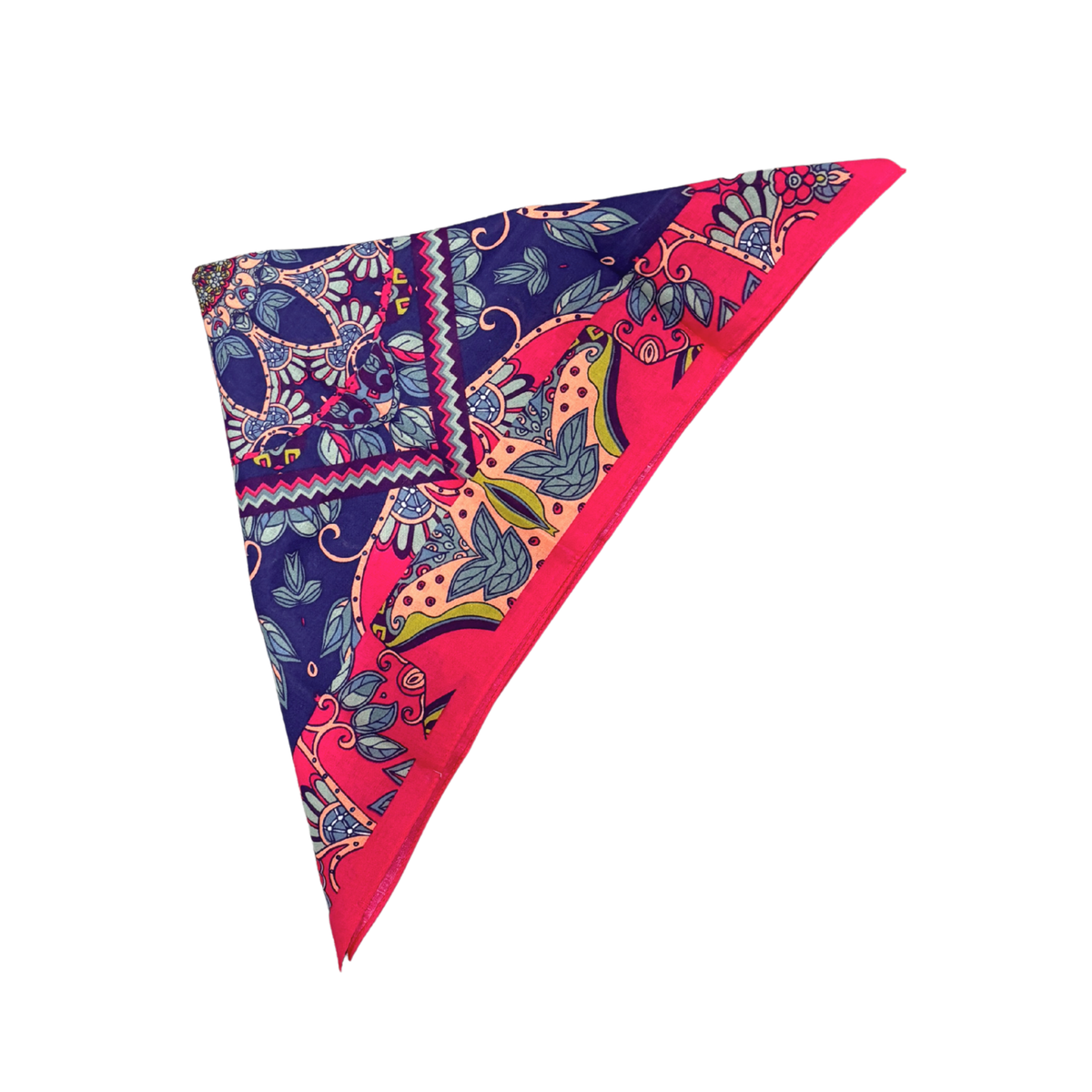 Shocking Magenta Bandana | Bold Leaf & Nature Pattern Cotton Bandana