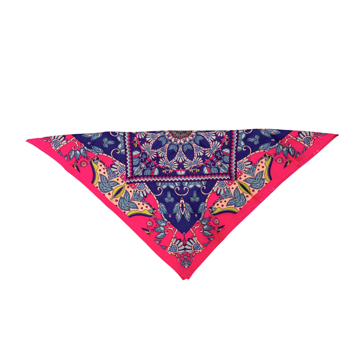 Shocking Magenta Bandana | Bold Leaf & Nature Pattern Cotton Bandana