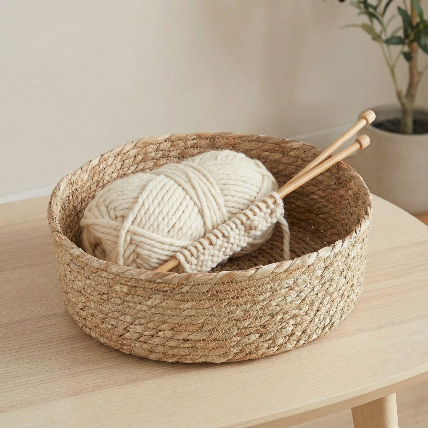 Short Lined Baskets Set of 5 | Woven Seagrass Container Bin Set