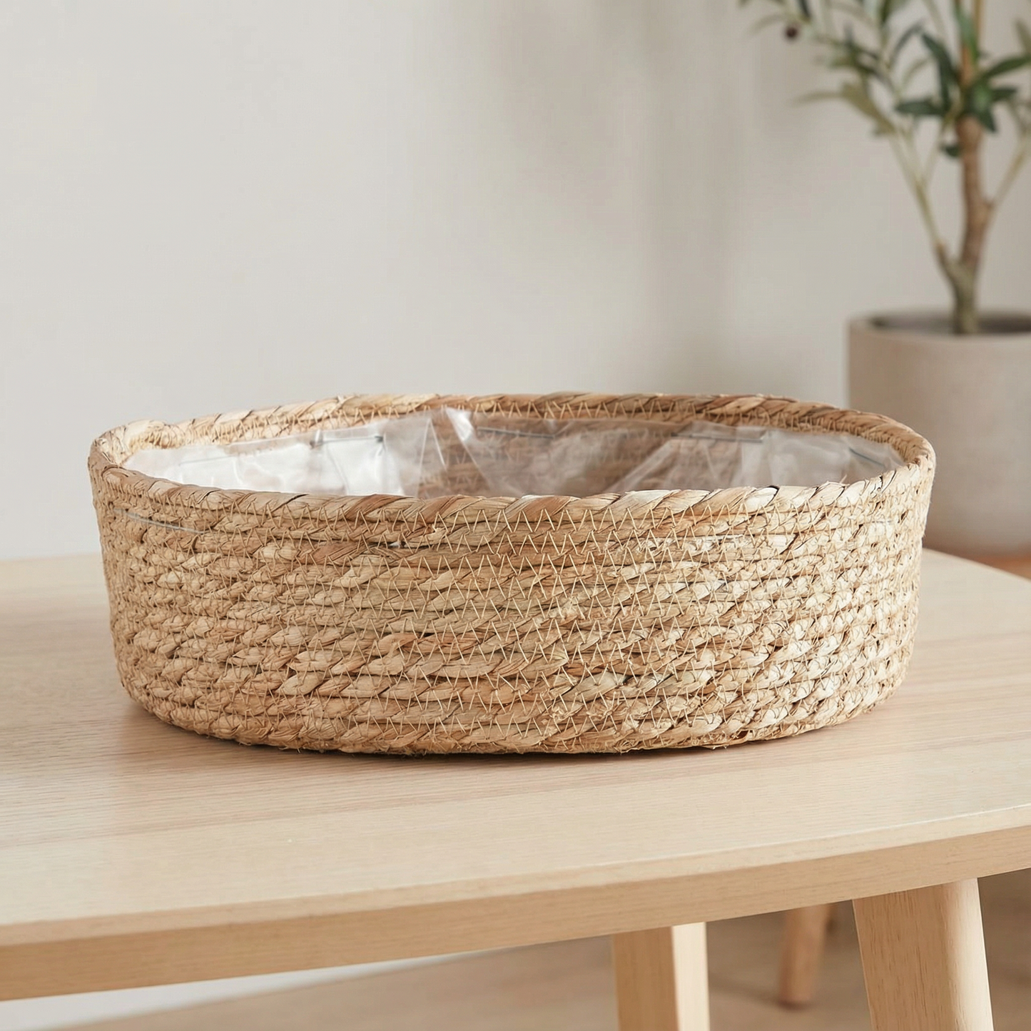 Short Lined Baskets Set of 5 | Woven Seagrass Container Bin Set