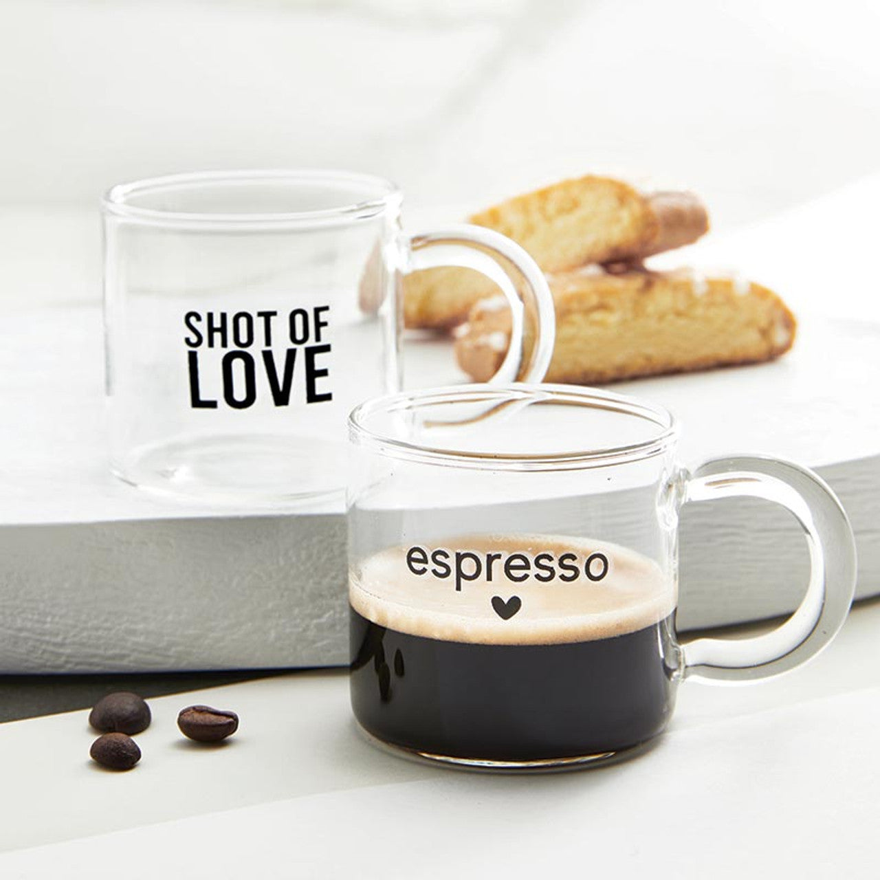 Shot of Love Glass Espresso Cup | Coffee Tea Clear Mug