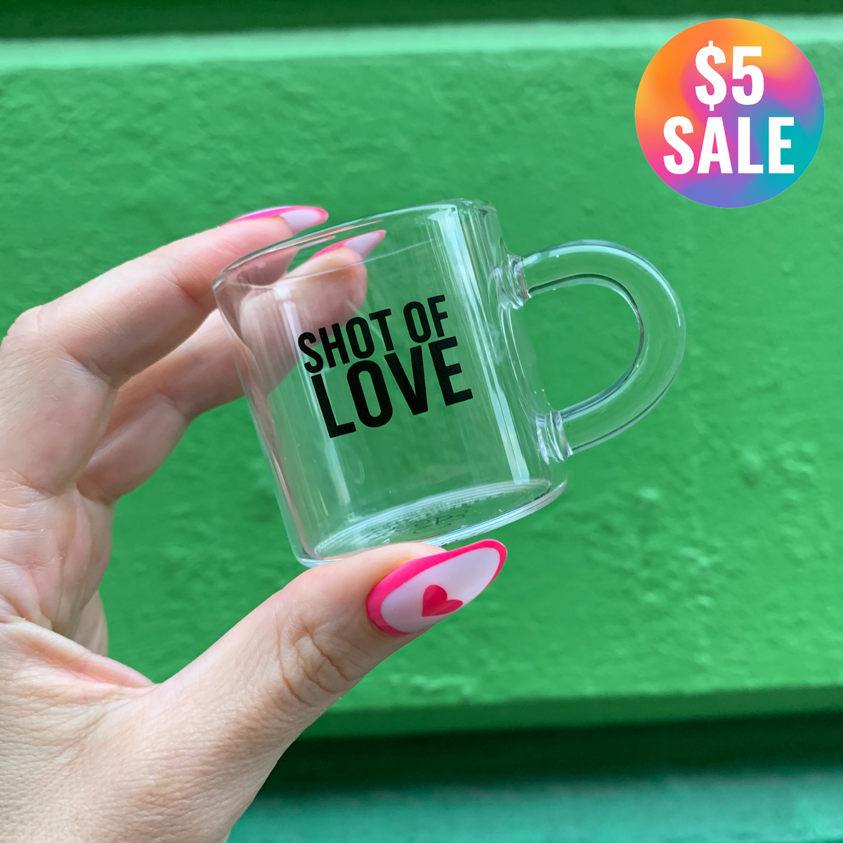 Shot of Love Glass Espresso Cup | Coffee Tea Clear Mug