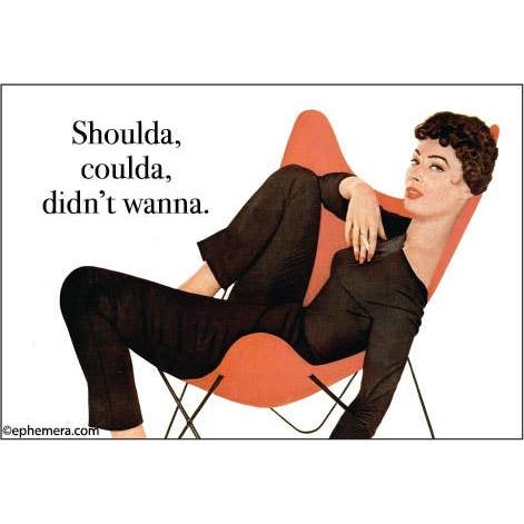 Shoulda, Coulda, Didn’t Wanna Magnet |Funny Sarcastic Humor Fridge Magnet