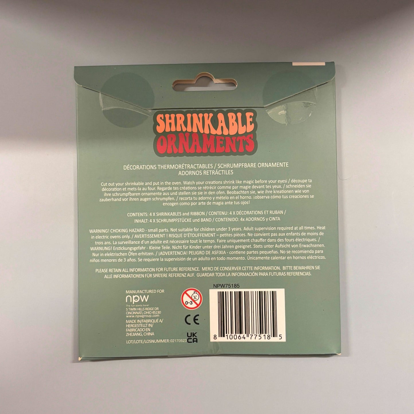 Shrinkable Christmas Ornaments DIY Kit | "Color and Bake" Craft Activity Makes 4 Holiday Ornaments