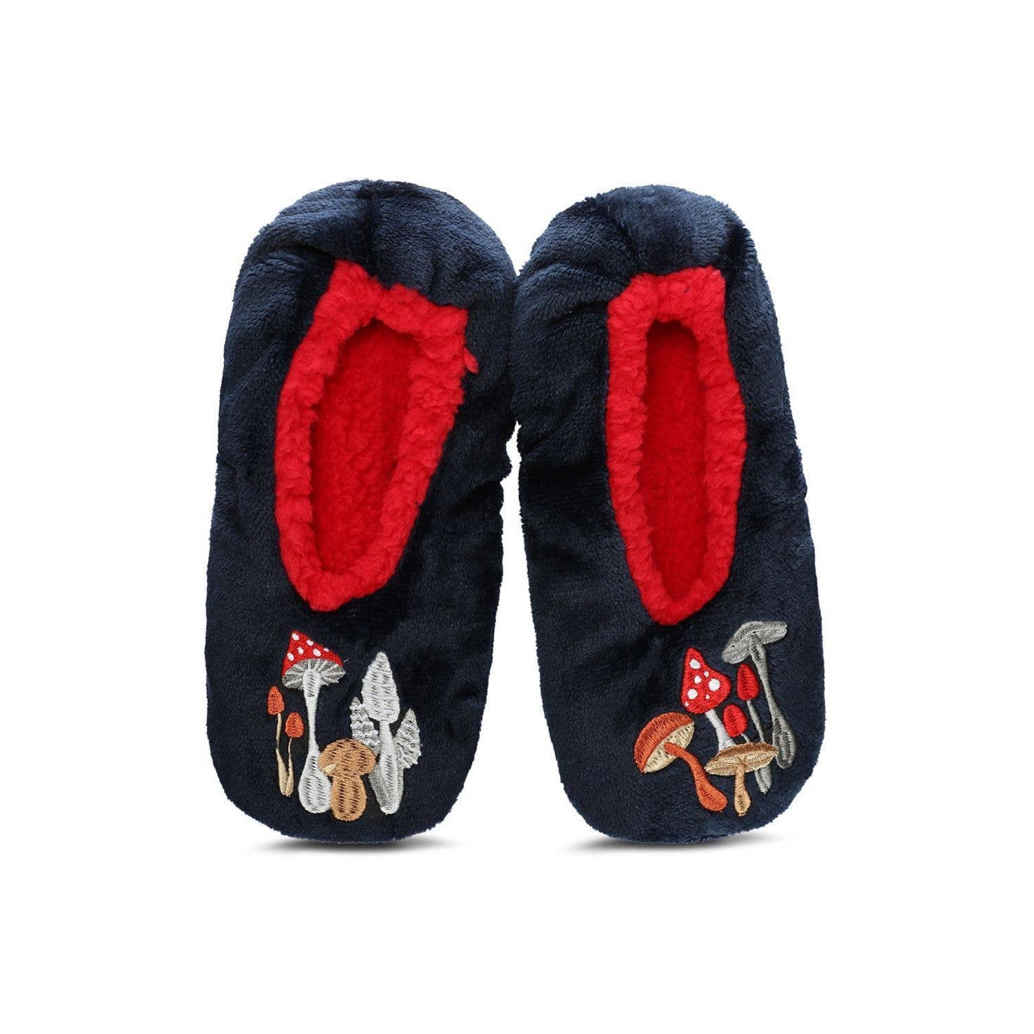 Shrooms Sherpa Lined Slipper in Navy | Soft Spa Fuzzy Shoes [Size SM/M-M/L]