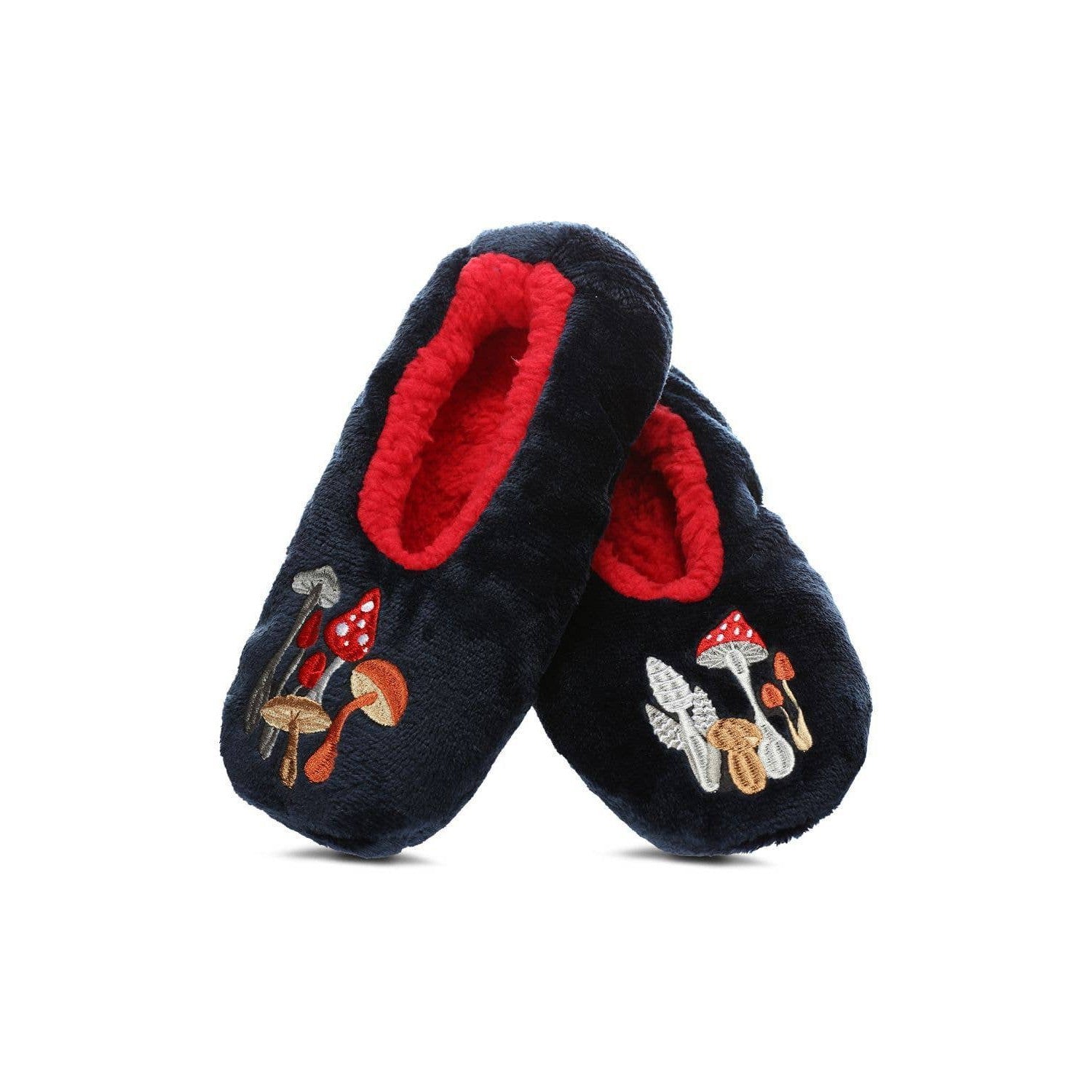 Shrooms Sherpa Lined Slipper in Navy | Soft Spa Fuzzy Shoes [Size SM/M-M/L]