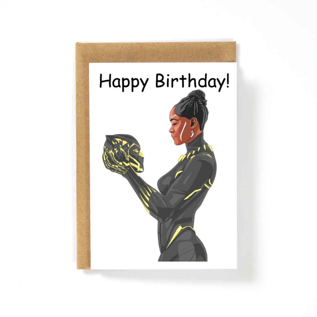 Shuri Black Panther Wakanda Forever Happy Birthday Card | Marvel Superhero Greeting Card