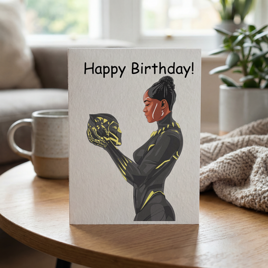Shuri Black Panther Wakanda Forever Happy Birthday Card | Marvel Superhero Greeting Card