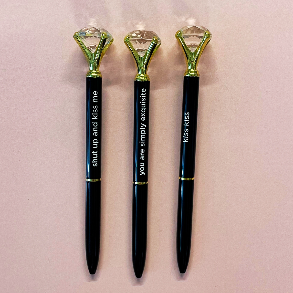 Shut Up And Kiss Me Black Gem Pen Set of 6 | Giftable Quote Pens-Santa Barbara Design Studio-The Bullish Store