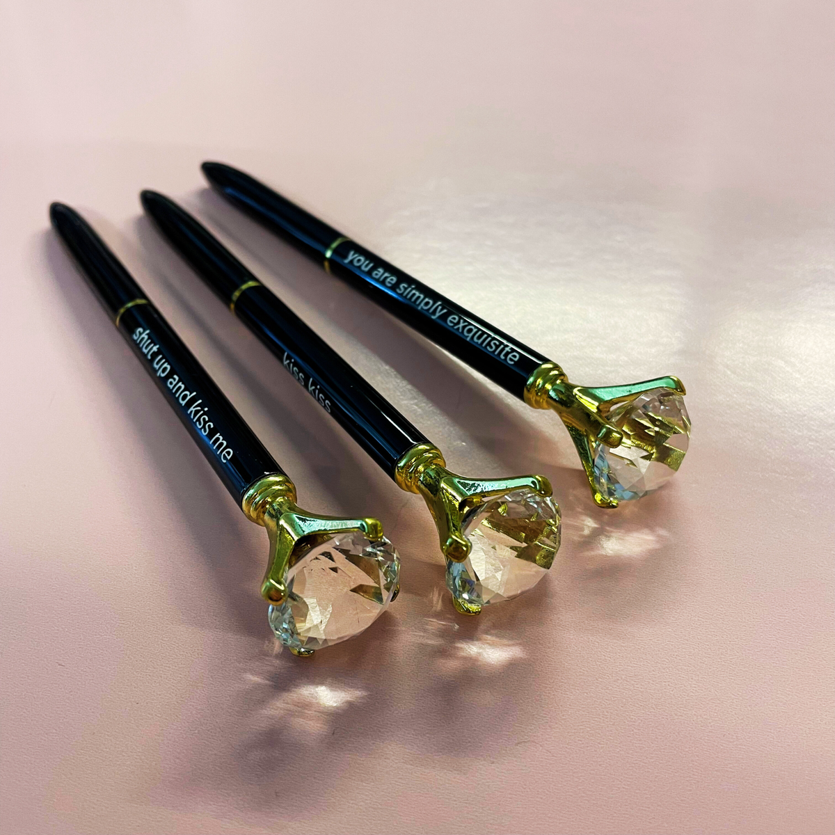 Shut Up And Kiss Me Black Gem Pen Set of 6 | Giftable Quote Pens-Santa Barbara Design Studio-The Bullish Store