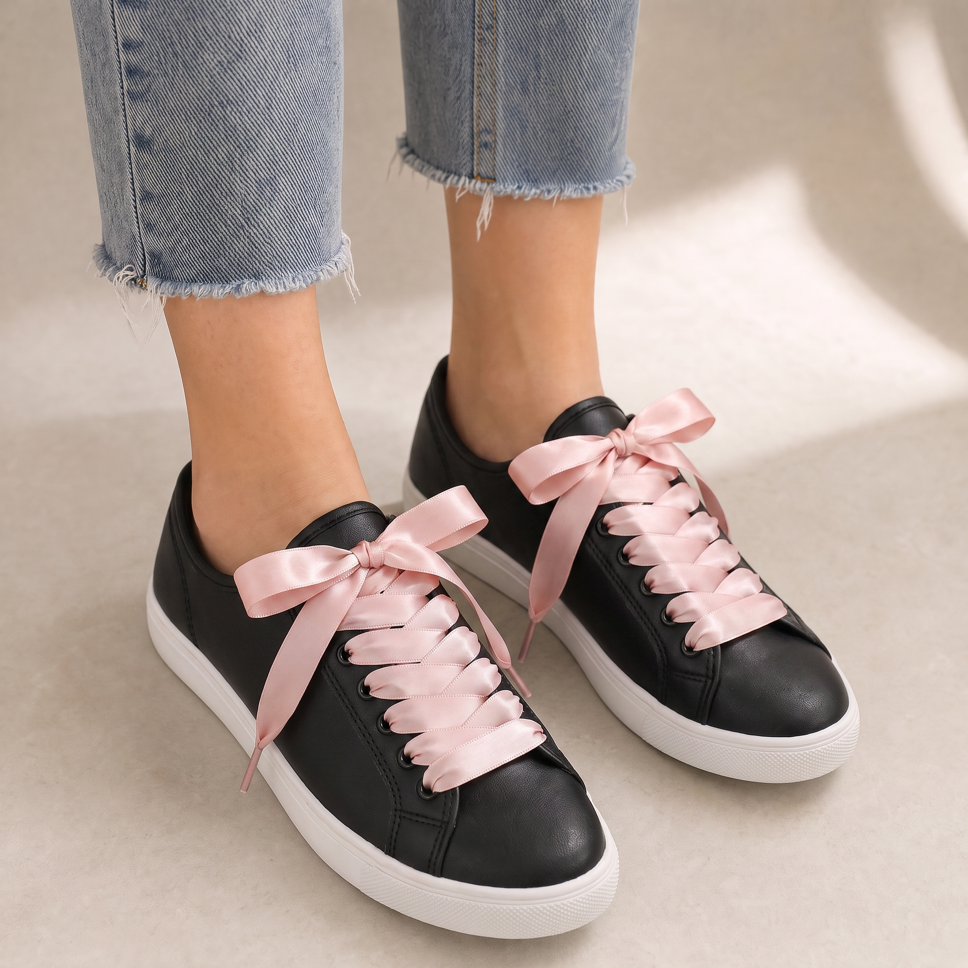 Silk Satin Ribbon Bow Pair Shoe Laces [Available in 4 Colors]-JOSSLYN by Wall to Wall-The Bullish Store