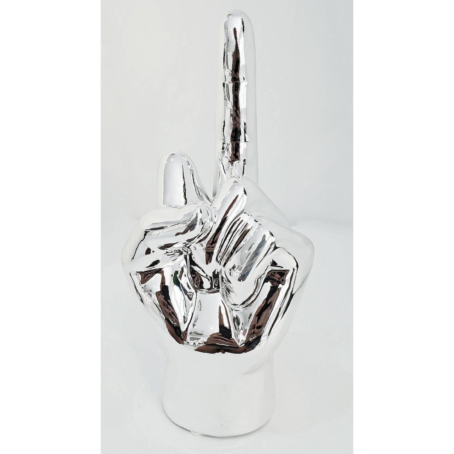 Silver Middle Finger Tabletop Sculpture – 9" Long