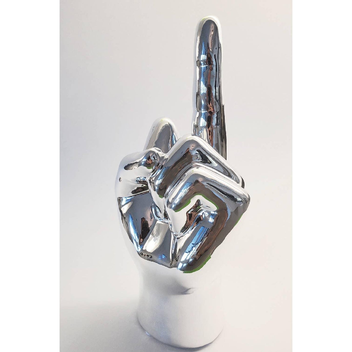 Silver Middle Finger Tabletop Sculpture – 9" Long