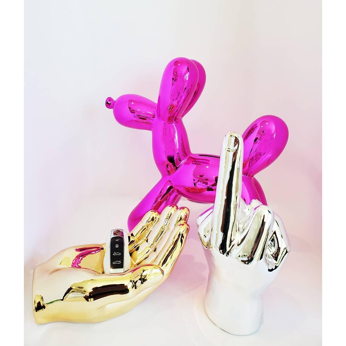 Silver Middle Finger Tabletop Sculpture – 9" Long