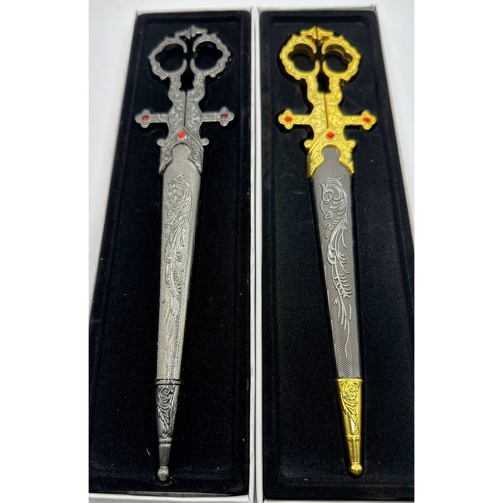 Silver Renaissance Scissors with Scissors Holder | Vintage Sword-like