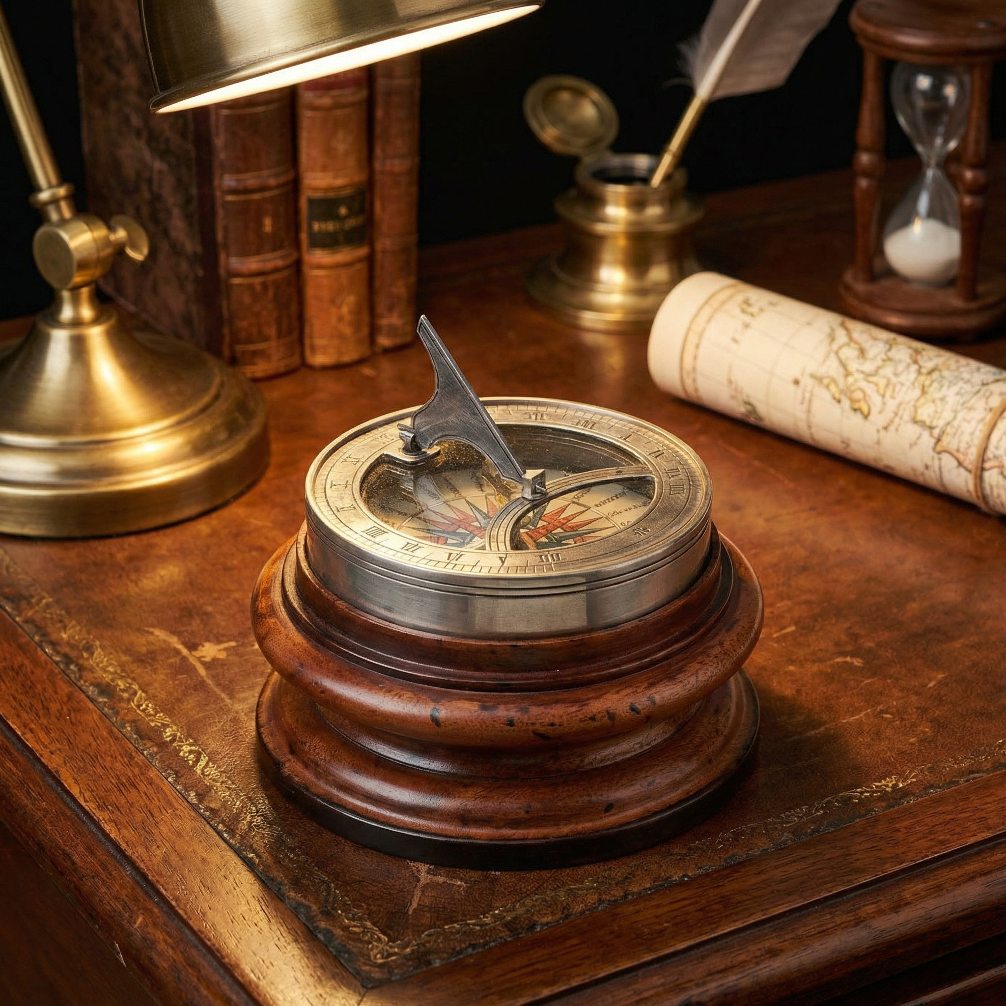 Silver Sundial Compass on Stand | Explorer Scientific Instrument – The ...