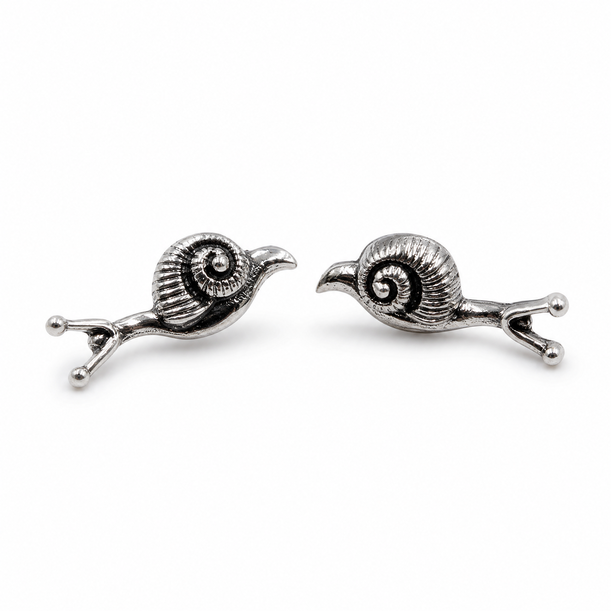 Silver Tiny Snail Stud Earrings | Cute Whimsical Nature Studs