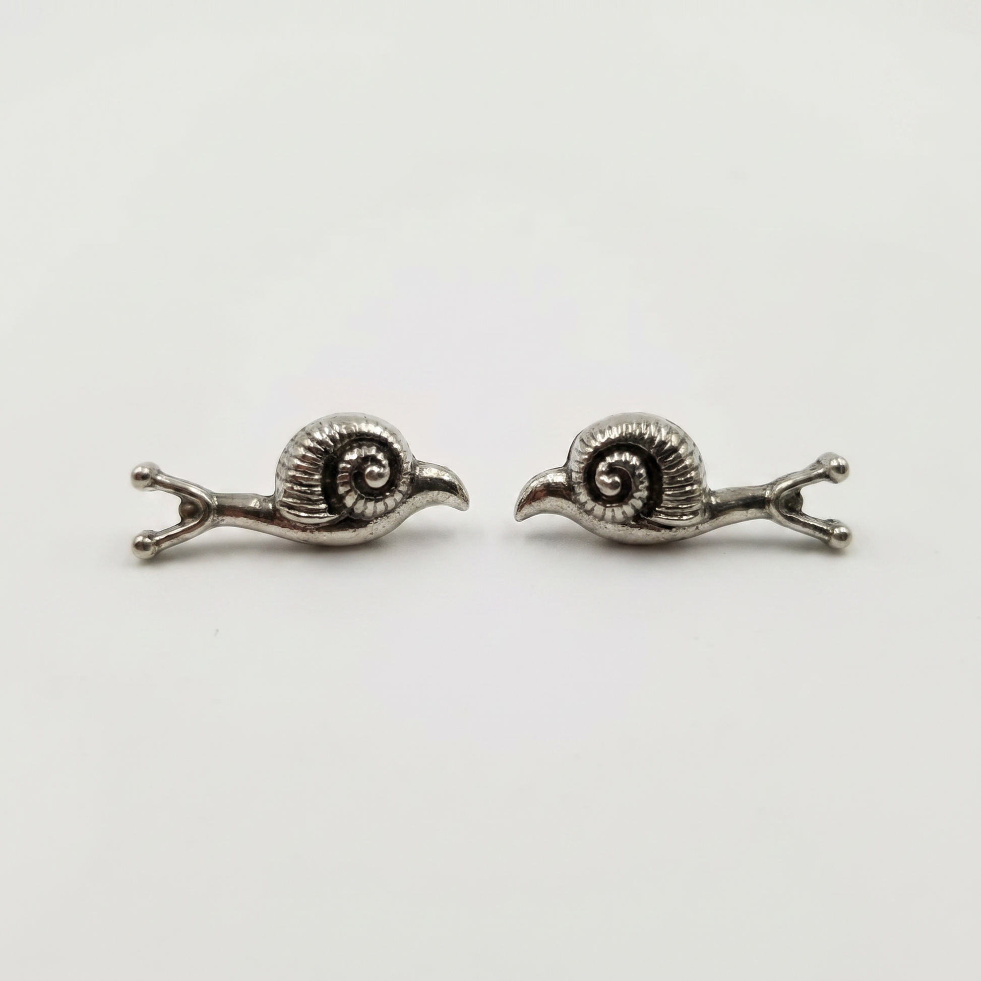Silver Tiny Snail Stud Earrings | Cute Whimsical Nature Studs