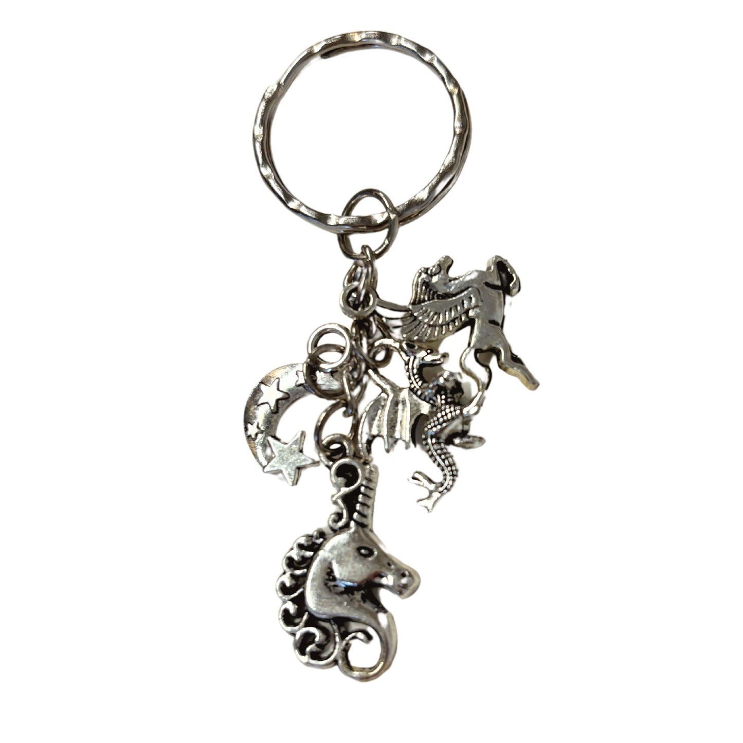 Silver Unicorn Fantasy Charms Lightweight Keychain in Silver
