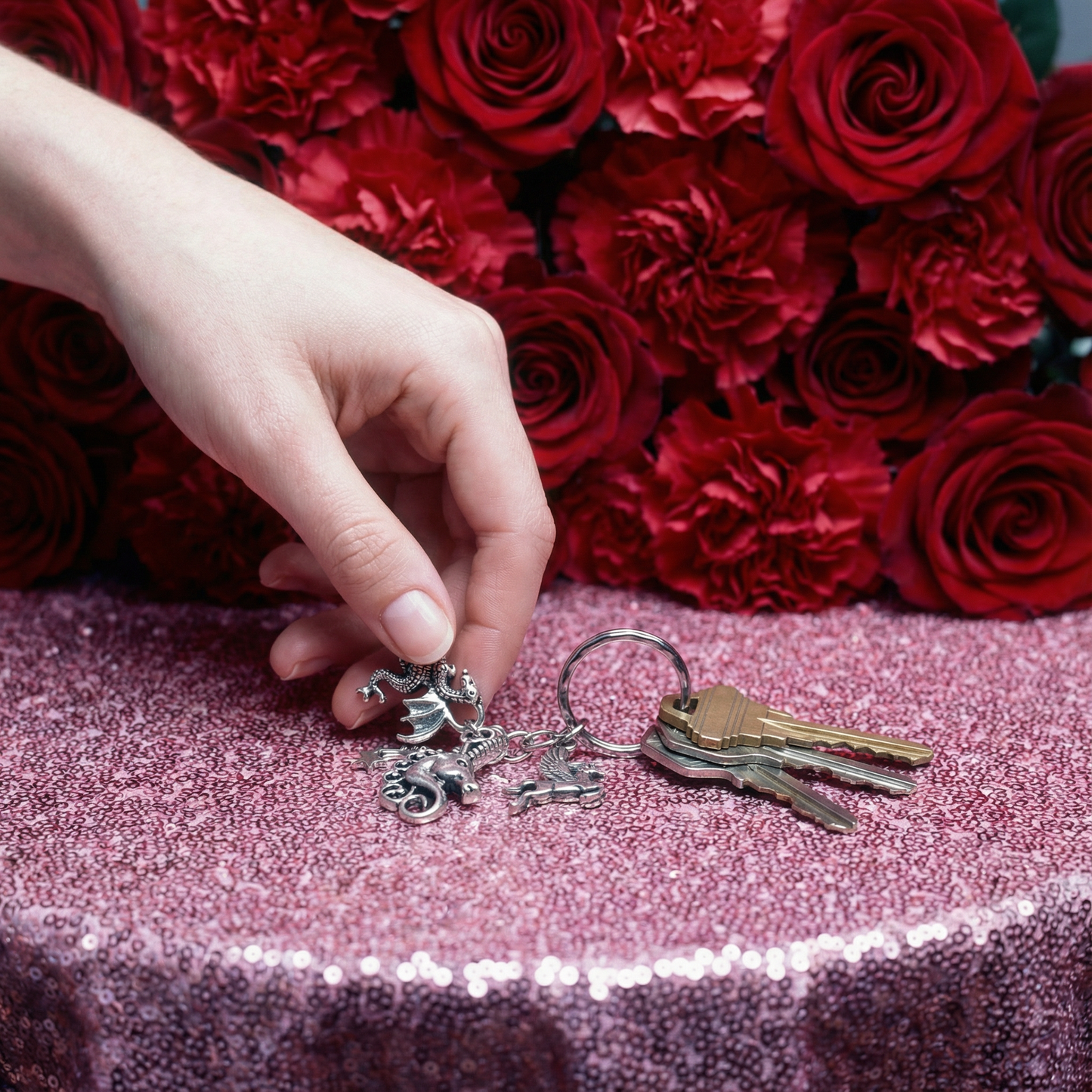 Silver Unicorn Fantasy Charms Lightweight Keychain in Silver