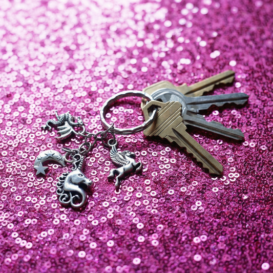Silver Unicorn Fantasy Charms Lightweight Keychain in Silver