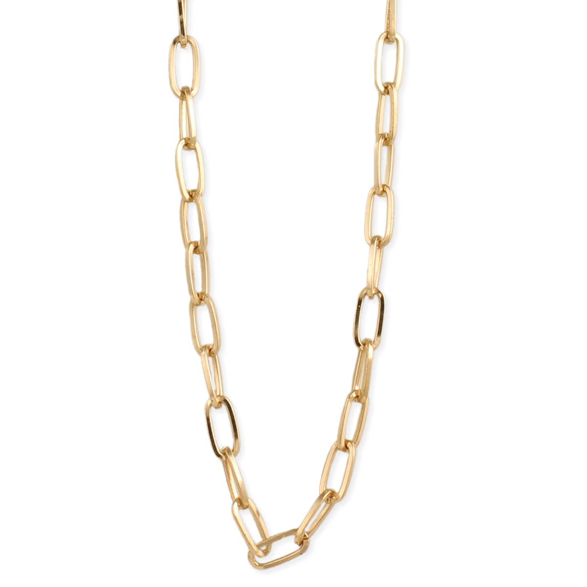 Simple Gold Paperclip Link Chain Necklace | Layering Outfit Fashion Jewelry