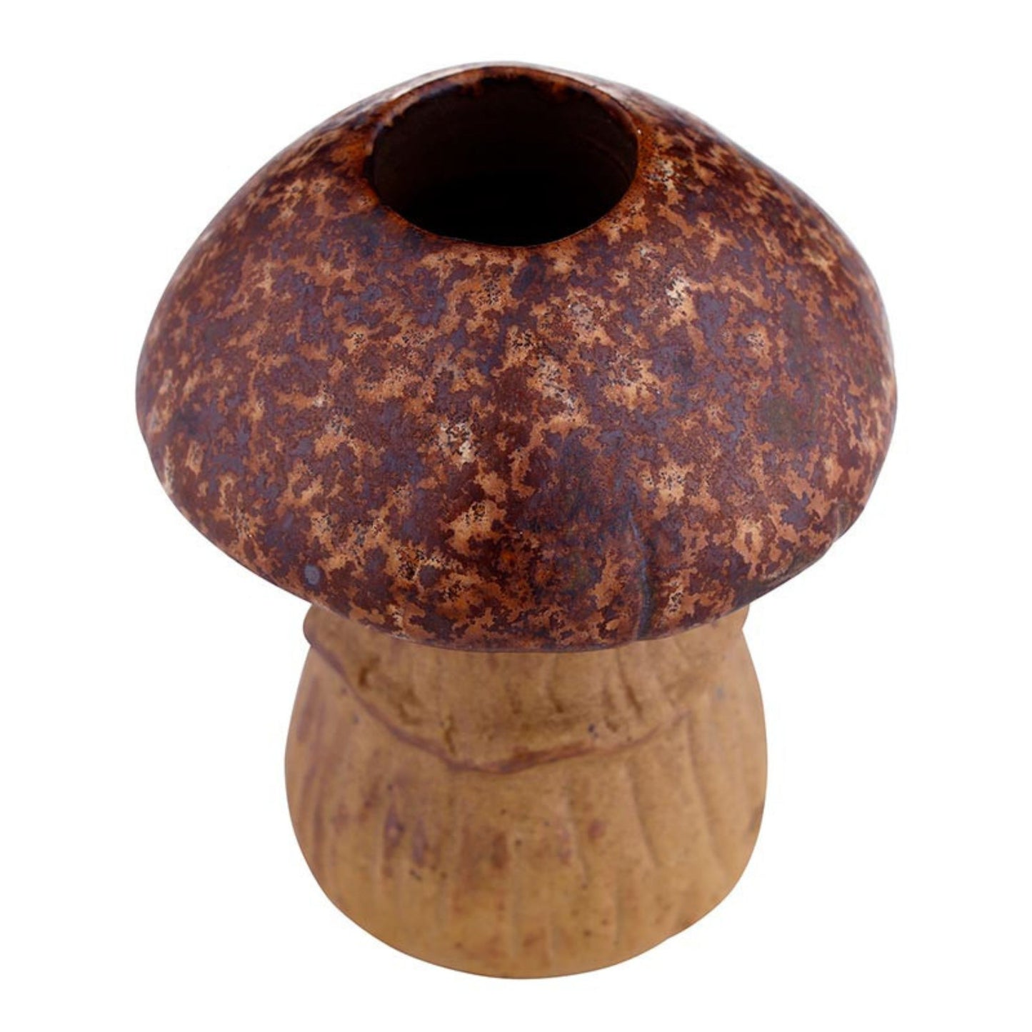 Single Brown Mushroom Candle Holder | Individual Rustic Stoneware Woodland Mushroom Décor